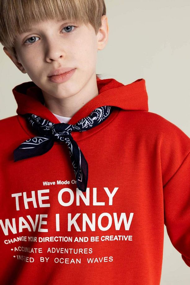 Erkek Çocuk Oversize Geniş Kalıp Kapüşonlu Baskılı Sweatshirt D7399A825SP - 4