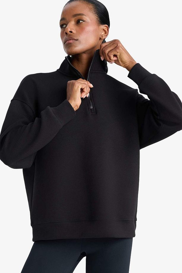 DeFactoFit Oversize Geniş Kalıp Dik Yaka Sporcu Sweatshirt D3796AX24WN - 3