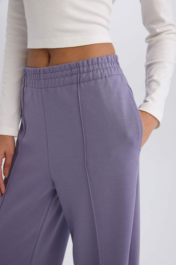 DeFactoFit Wide Leg Geniş Paça Sporcu Eşofman Altı Cepli Standart Boy Skuba Dalgıç Kumaş D8316AX25SP - 5