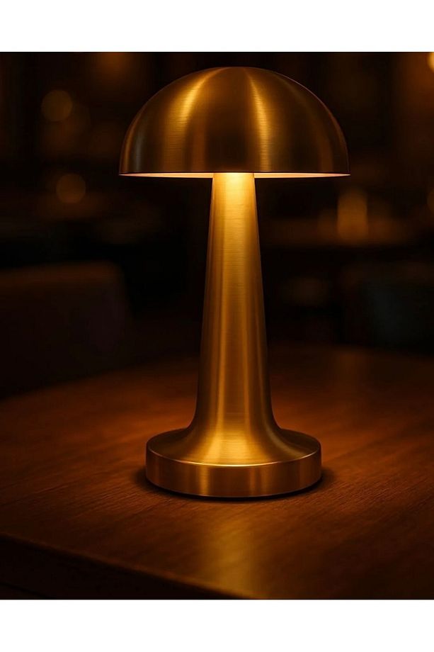 Dekoratif Şarjlı Dokunmatik Led Gece Lambası Usb Kabolu Abajur Ve Gece Lambası GOLD - 1