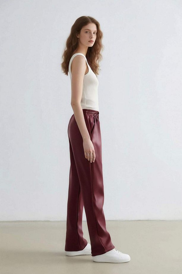 Jogger Cepli Yüksek Bel Standart Paça Suni Deri Pantolon V8072AZ24WN - 4