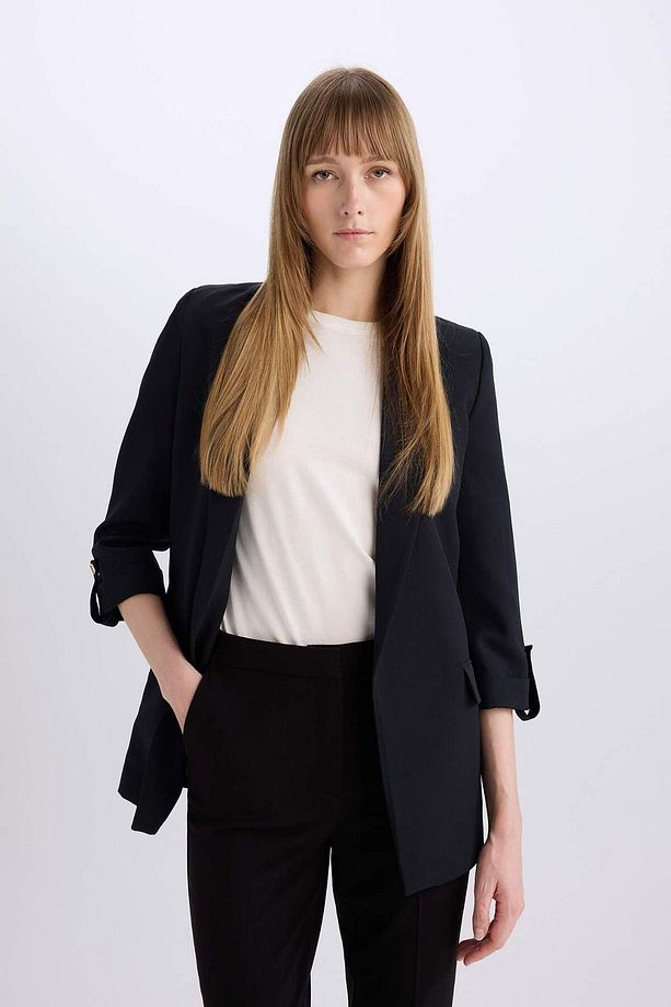 Regular Fit Ceket Yaka Basic Düz Blazer Ceket C3215AX24AU - 4