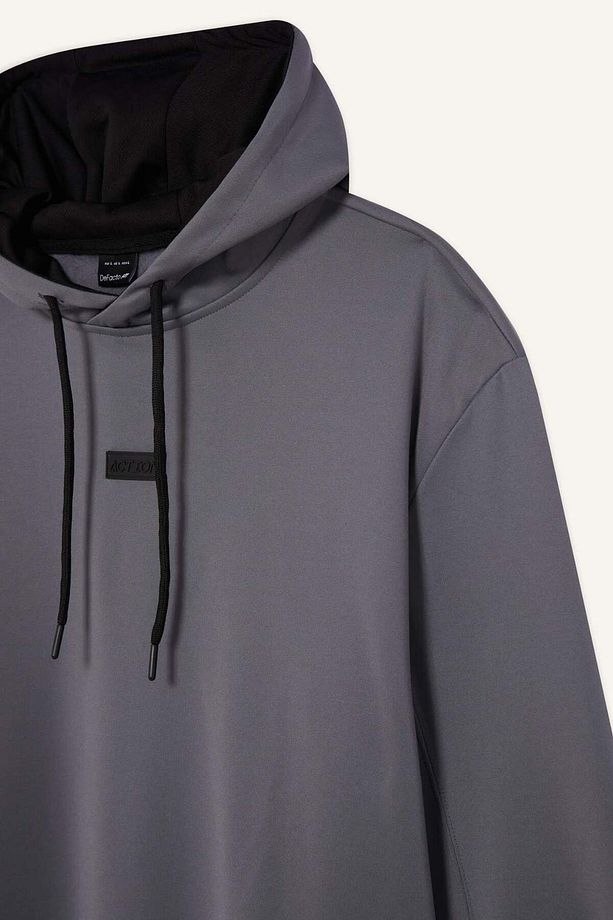 DeFactoFit Standart Fit Kapüşonlu Basic Düz Sporcu Sweatshirt D3736AX24WN - 8