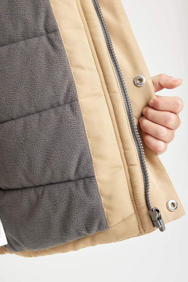Erkek Çocuk Su İtici Kapüşonlu Polar Astarlı Parka C9077A824WN - 7