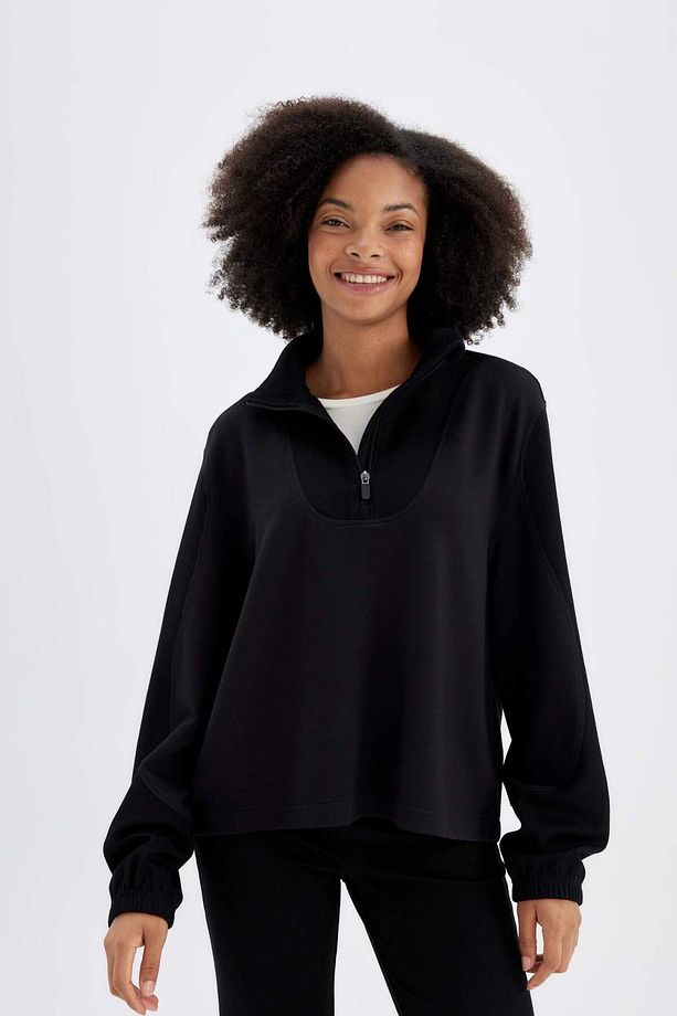 DeFactoFit Oversize Geniş Kalıp Dik Yaka Modal Sporcu Sweatshirt D0388AX24AU - 7