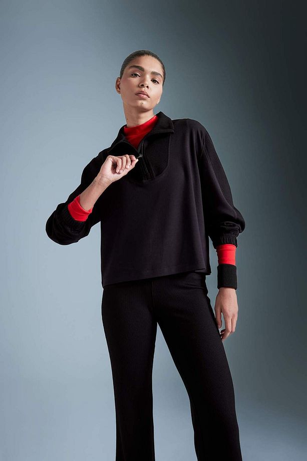 DeFactoFit Oversize Geniş Kalıp Dik Yaka Modal Sporcu Sweatshirt D0388AX24AU - 3