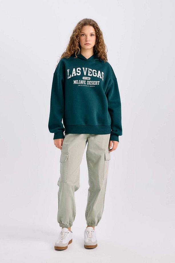 Regular Fit Kapüşonlu Baskılı Kalın Sweatshirt E3331AXNS - 2