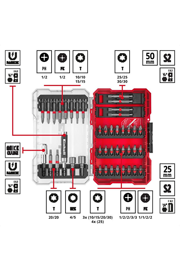 vidalama uç seti 42 parça M-CASE kutu - 49118953 - 2