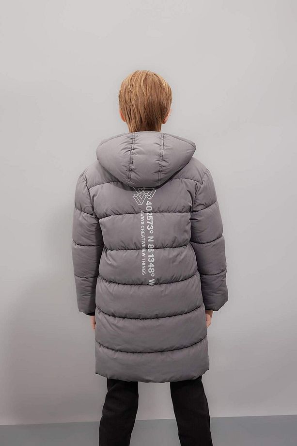 Erkek Çocuk Su İtici Kapüşonlu Fermuarlı Cepli Polar Astarlı Parka C8801A824CW - 4