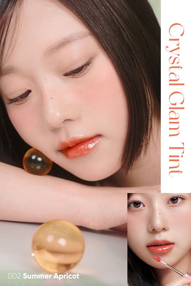 Yapışkanlık Hissi Vermeyen Yoğun Işıltılı Tint CLIO Crystal Glam Tint (02 Summer Apricot) - 8