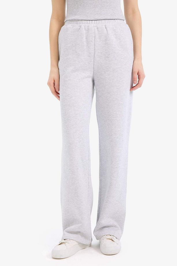 Straight Fit Beli Lastikli Cepli Yüksek Bel Kalın Basic Düz Eşofman Altı B8571AX24WN - 5