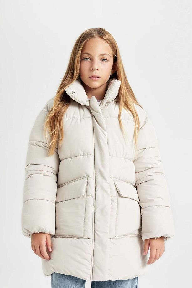 Kız Çocuk Su İtici Kapüşonlu Polar Astarlı Parka C8519A824AU - 8