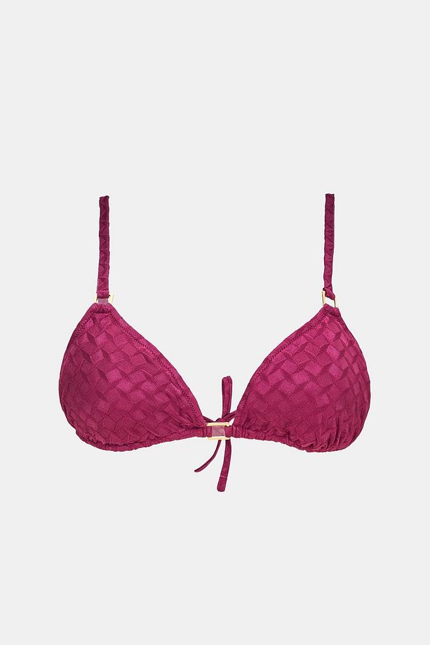 Olympos Mor Dolgusuz Çıkarılabilir Pedli Üçgen Bikini Üst - 4