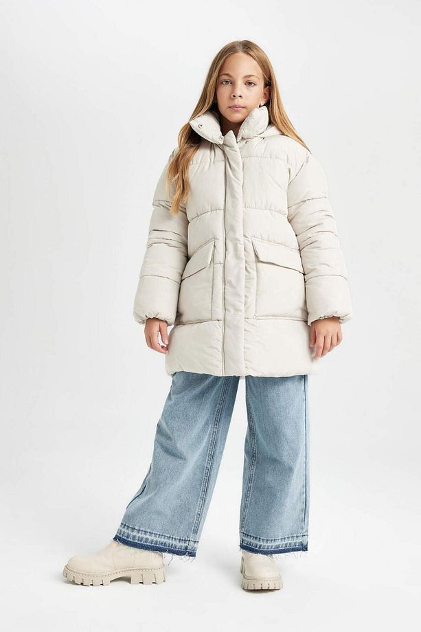 Kız Çocuk Su İtici Kapüşonlu Polar Astarlı Parka C8519A824AU - 6
