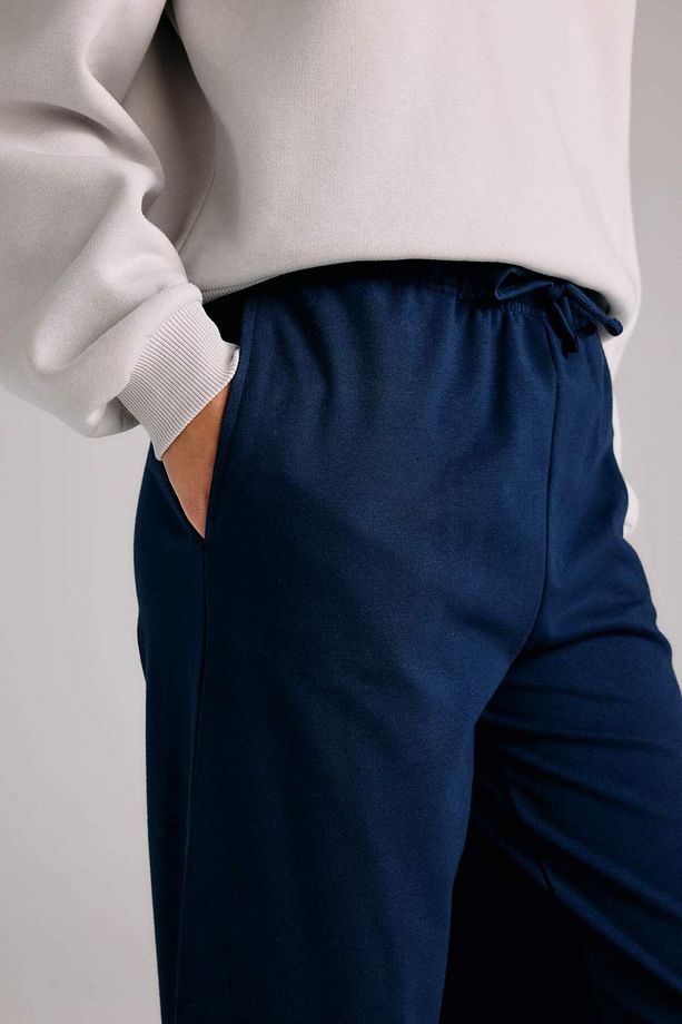 Straight Fit Beli Lastikli İnce Eşofman Altı Uzun Boy Bağcıklı Cepli Basic Düz D6667AX24WN - 5