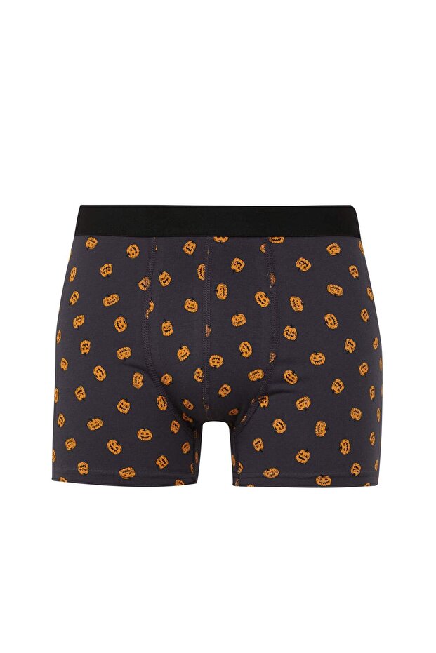 Regular Fit Bal Kabağı Baskılı 3lü Boxer E0038AX24WN - 2