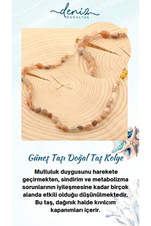 Natural Stone Sun Stone - Natural Cut Necklace M156
