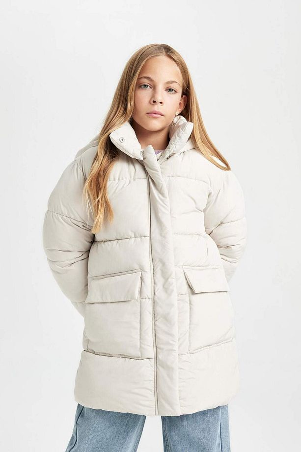 Kız Çocuk Su İtici Kapüşonlu Polar Astarlı Parka C8519A824AU - 7