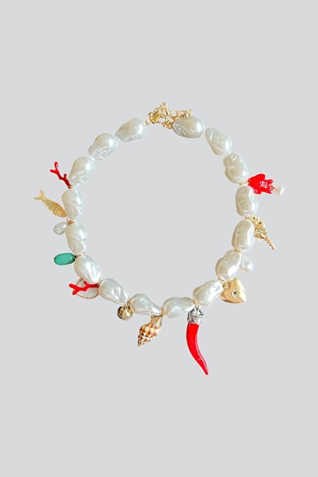 Çoklu Charmlı İnci Kolye - 2