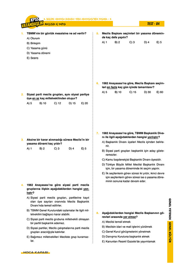2026 KPSS GY-GK Vatandaşlık Öğreten Yaprak Test - 3