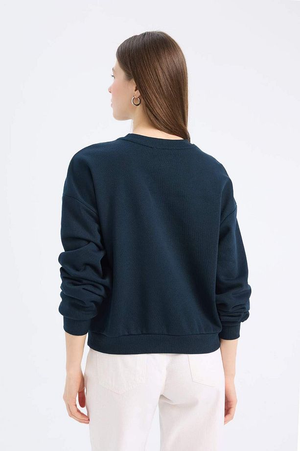 Regular Fit Bisiklet Yaka Kalın Basic Düz Sweatshirt D6645AX24WN - 5