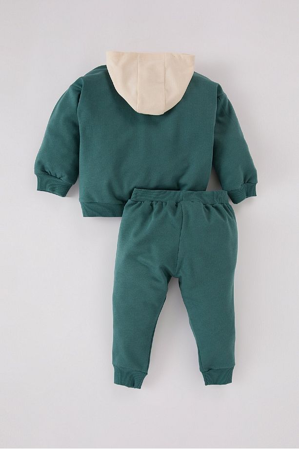 Erkek Bebek 2'li Takım Kapüşonlu Baskılı Sweatshirt Beli Lastikli Eşofman Altı D6876A524WN - 5