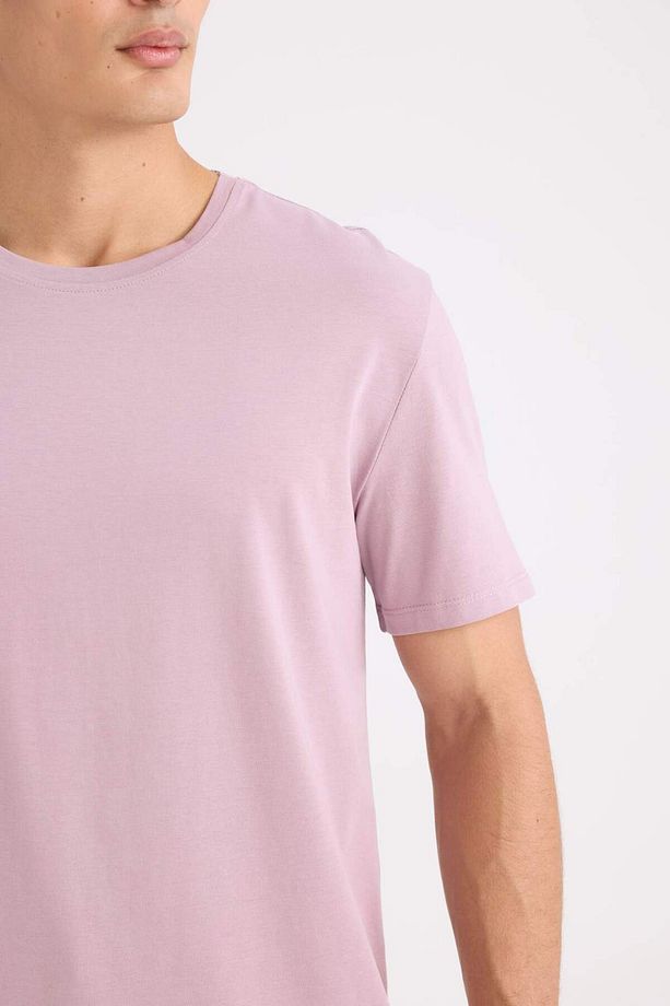 %100 Pamuk New Regular Fit Bisiklet Yaka Basic Düz Kısa Kollu Tişört E1091AXNS - 5