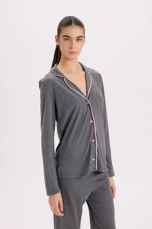 Pijama Takımı Regular Fit Uzun Kollu Üst Uzun Altı-Fall in Love E2246AXNS - 5
