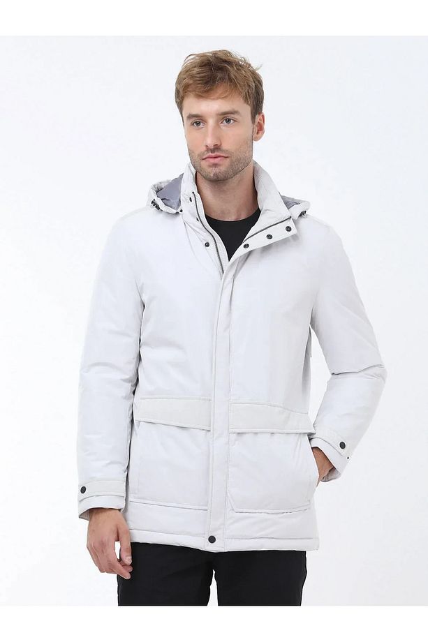 Taş Regular Fit Kapüşonlu Casual Dokuma Kaban - 5