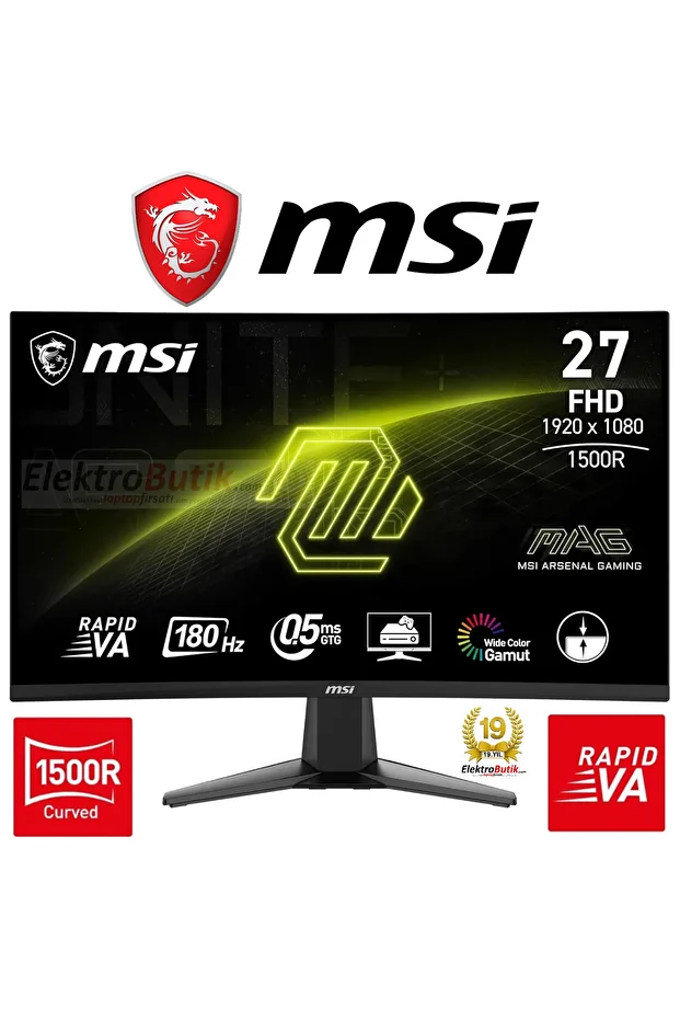 MAG 27C6F 27'' FHD CURVE RAPID VA 180HZ 1MS ADAPTIVE-SYNC GAMING MONITÖR - 1