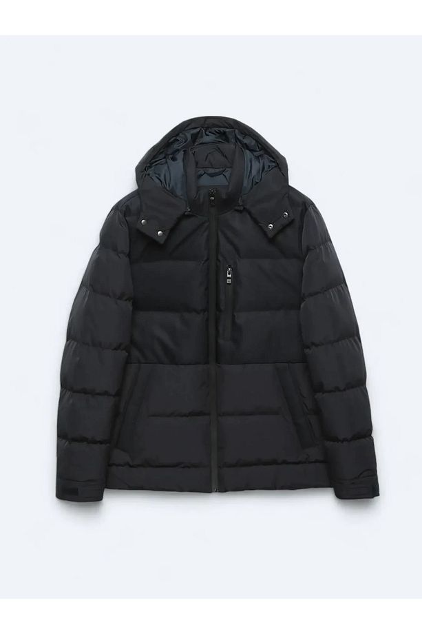 Lacivert Regular Fit Kapüşonlu Casual Dokuma Mont - 7