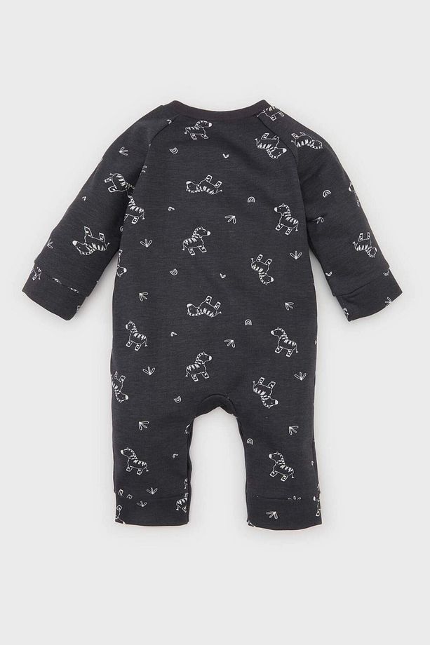 Erkek Bebek Yenidoğan 2'li Takım Zebra Baskılı Uzun Kollu Tulum Bere D3028A524AU - 2