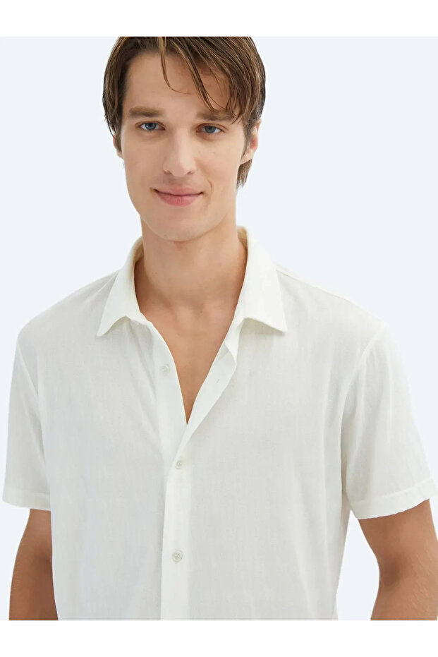Ekru Desenli Regular Fit Casual Gömlek - 3
