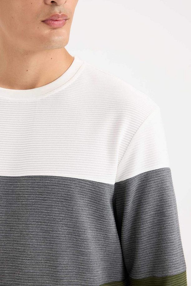 Regular Fit Bisiklet Yaka Jakarlı Sweatshirt D5393AX24AU - 5