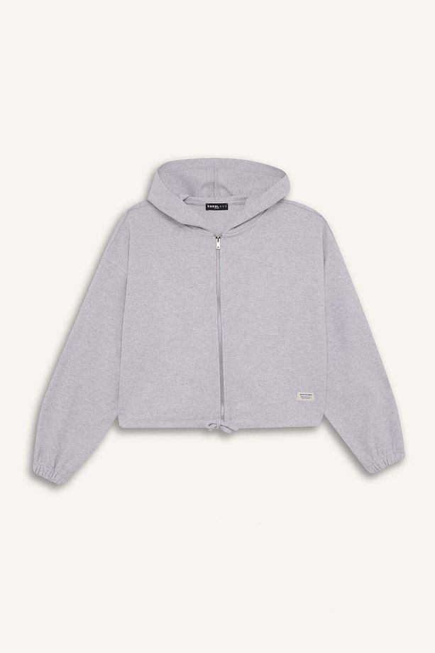 Coool Loose Fit Basic Düz Kapüşonlu Fermuarlı Sweatshirt  E1464AX24WN - 8