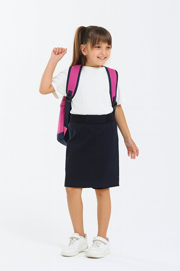 Girl's Drawstring Waist School Camisole Shorts Skirt Navy Blue G2025-1