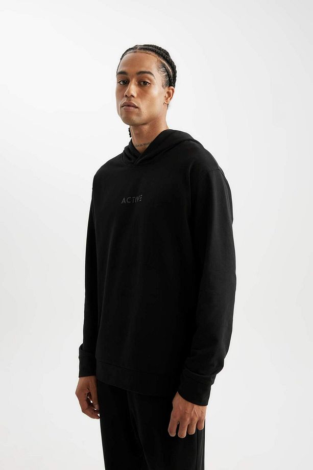 DeFactoFit Standart Fit Kapüşonlu Baskılı Sporcu Sweatshirt D6826AX24AU - 4
