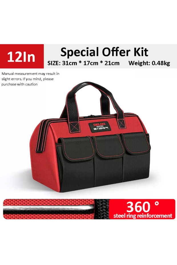 13 in DELIXI ELECTRIC Tool Bag,Multifunctional Waterproof Storage Tool Bag,Suitable for Electricians