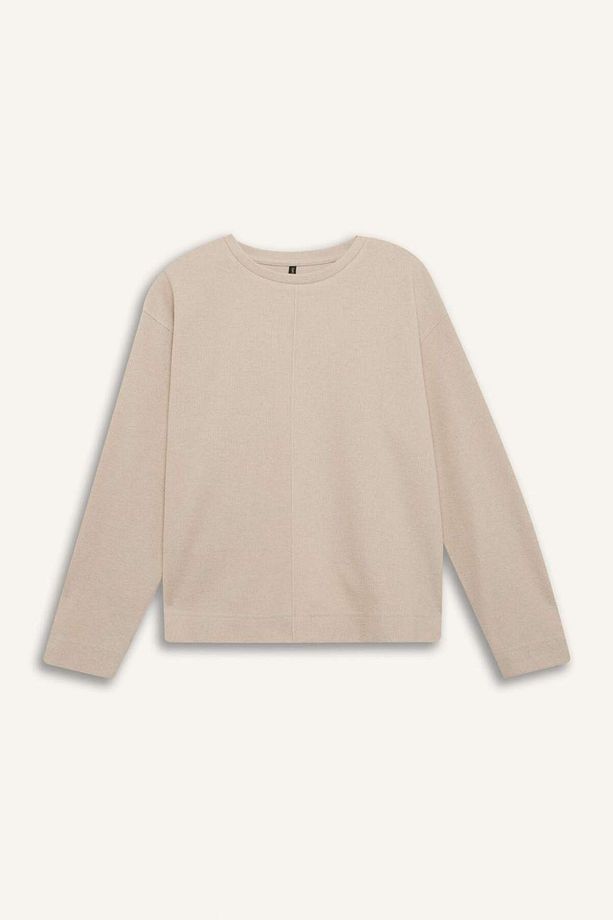 2li Takım Bisiklet Yaka Uzun Kollu Basic Düz Üst Wide Leg Geniş Bol Paça Alt E1712AX24WN - 8