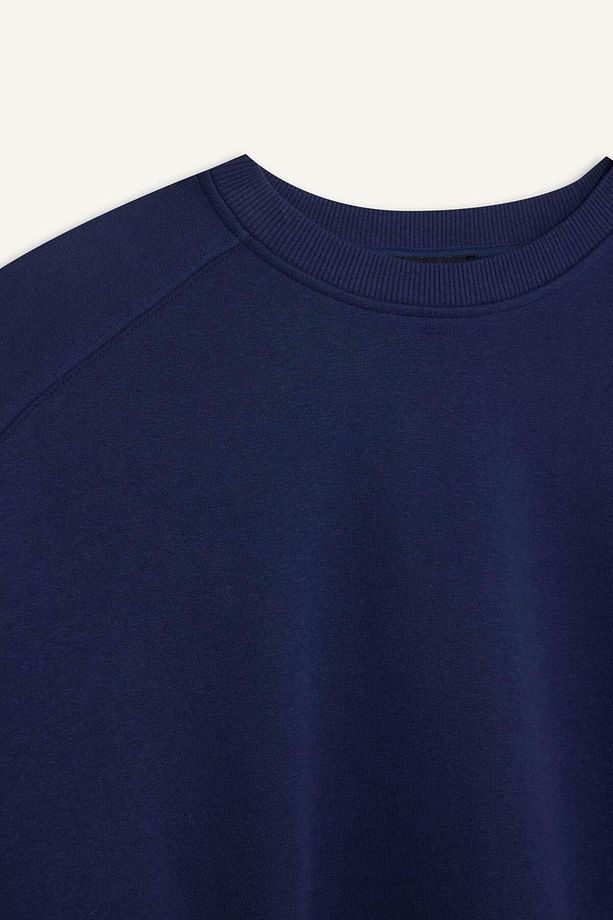 Coool Oversize Geniş Kalıp Bisiklet Yaka Kalın Basic Düz Sweatshirt A4177AX24WN - 8