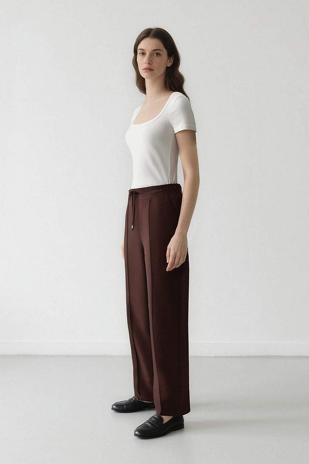 Siyah Jogger Pantolon Lastikli Bel Bağcıklı Basic Düz Paça D2573AX24AU - 4