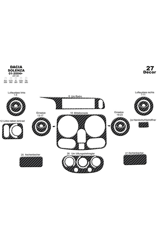 Dacia Solenza Dashboard Trim 2004 27 Pieces