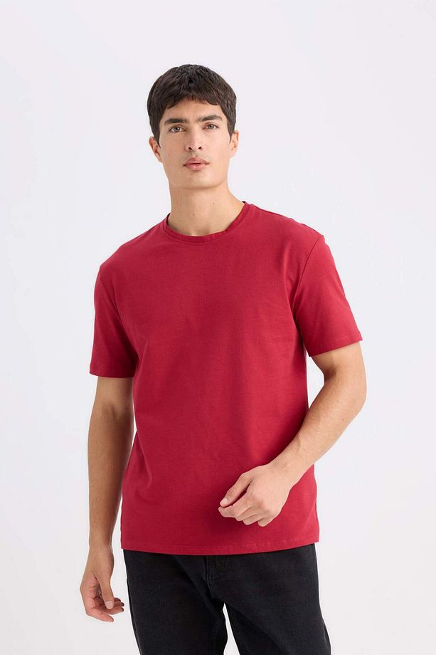 %100 Pamuk New Regular Fit Bisiklet Yaka Basic Düz Kısa Kollu Tişört E1091AXNS - 3