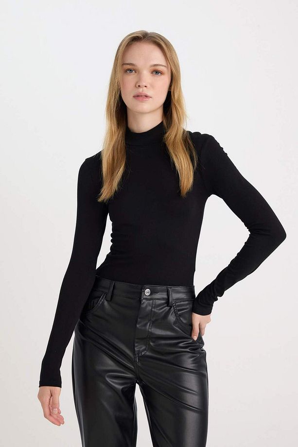 Coool Yarım Balıkçı Yaka Basic Düz Uzun Kollu Bodysuit D8034AX24WN - 4