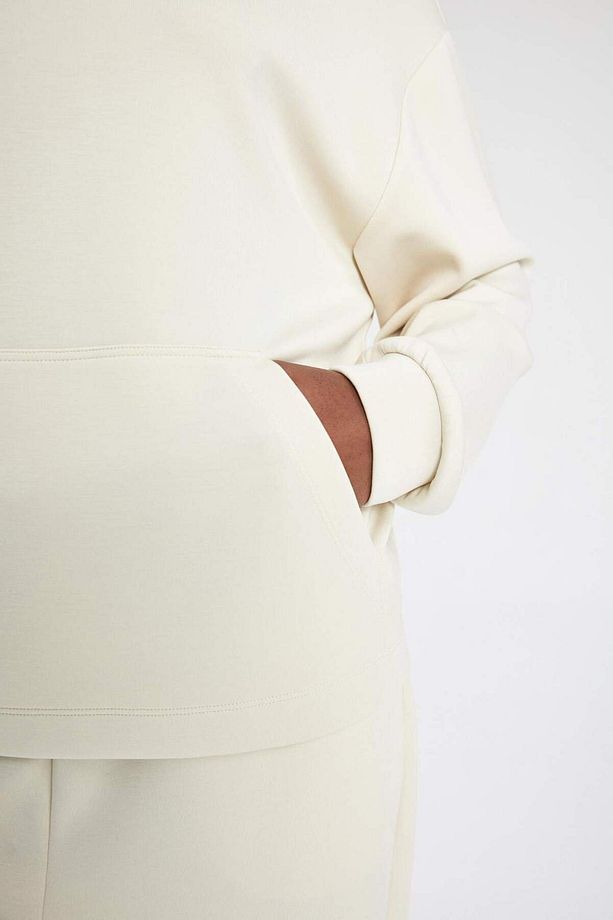 DeFactoFit Oversize Geniş Kalıp Modal Kapüşonlu Kanguru Cepli Sporcu Sweatshirt B5206AX24AU - 8