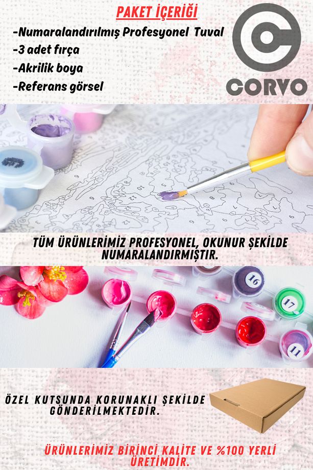 Sayılarla Boyama Seti Numaralı Tuval Fırça Boya 40x50 Cm - Çadır Kamp - 2
