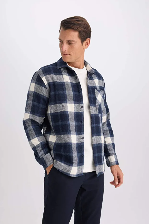 Regular Fit Kareli Uzun Kollu Gömlek D2628AX24AU - 3