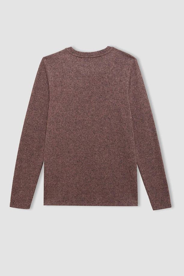 Regular Fit Bisiklet Yaka Casual Basic Düz Uzun Kollu Tişört D7482AX24AU - 8