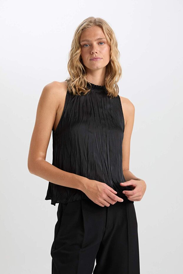 Siyah Regular Fit Basic Düz Aerobin Kolsuz Bluz D8507AX24AU - 4