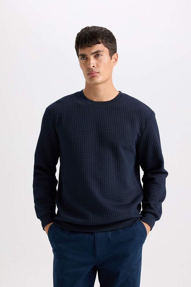 Regular Fit Bisiklet Yaka Jakarlı Sweatshirt D5392AX24AU - 4
